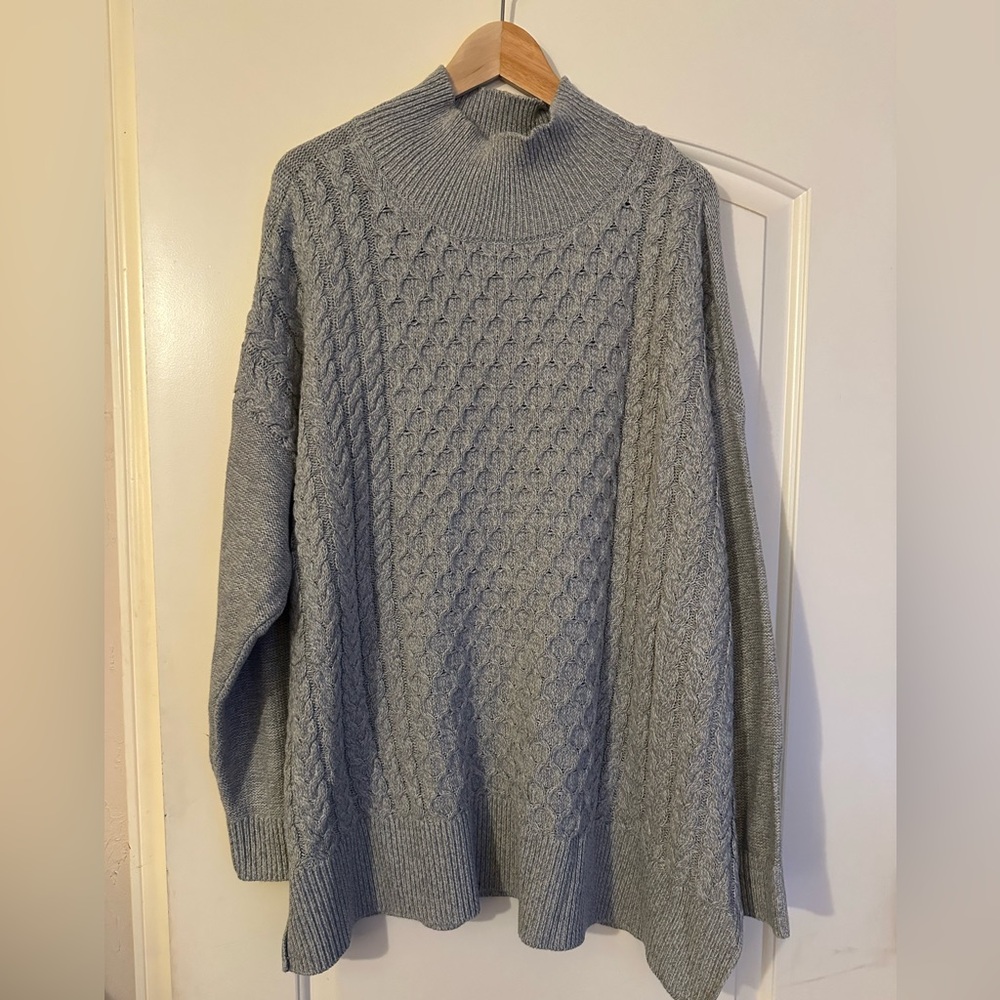 Crown and Ivy Gray Multiweave High Neck Sweater